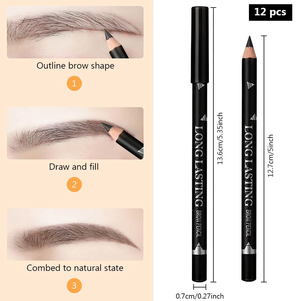 Beginner makeup eyebrow kit containing six pieces of dark brown wooden liners