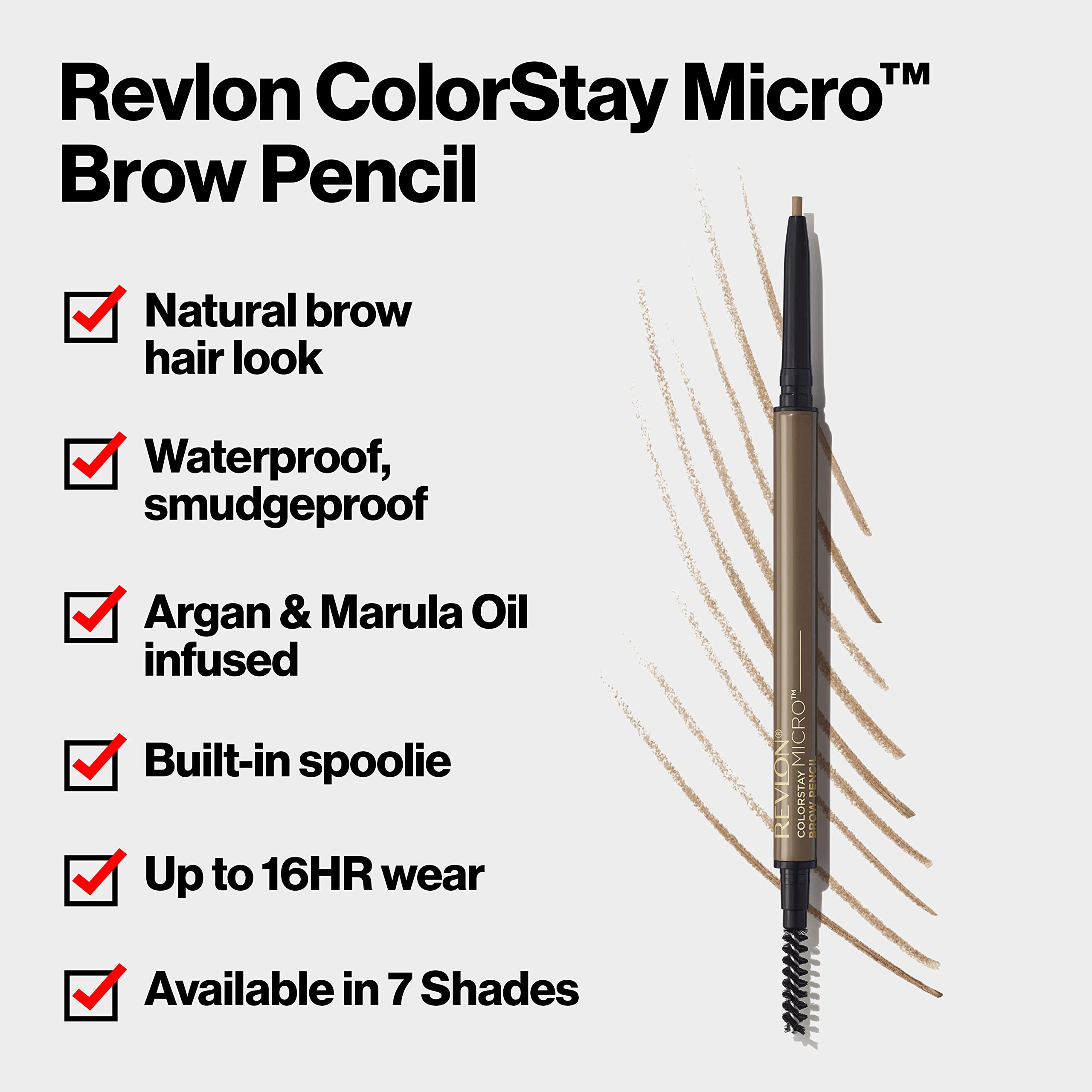 Waterproof eyebrow pencil micro-tip close up for precision strokes.