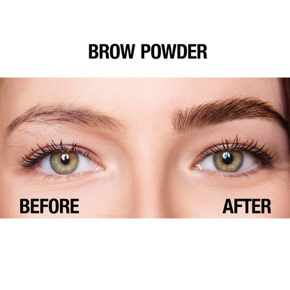 Travel size Palladio soft brown eyebrow powder compact overview.