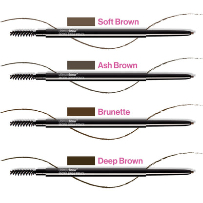 Smudge proof eyebrow pencil strokes comparison in Soft Brown shade on skin swatches