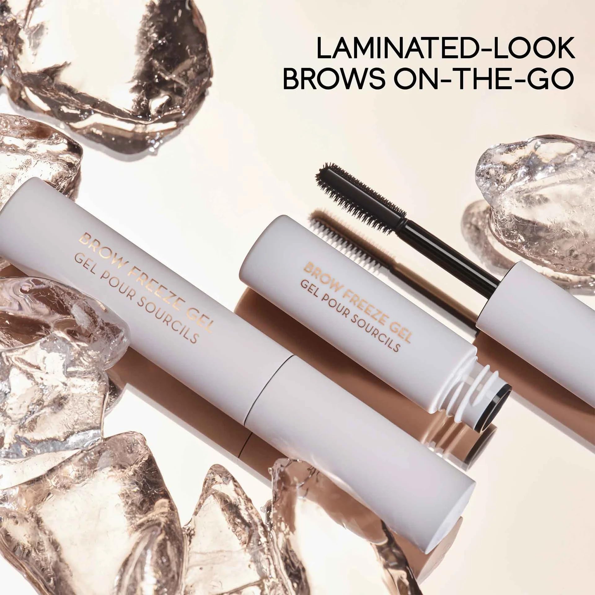 Clear extreme hold wax gel hybrid formula for achieving laminated eyebrows close up