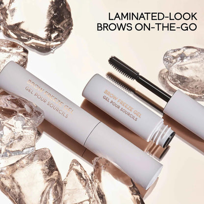 Clear extreme hold wax gel hybrid formula for achieving laminated eyebrows close up