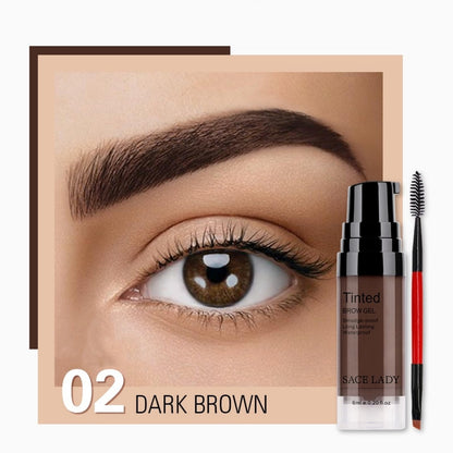 SACE LADY brow cream kit showing the 02 Dark Brown shade swatch on skin.