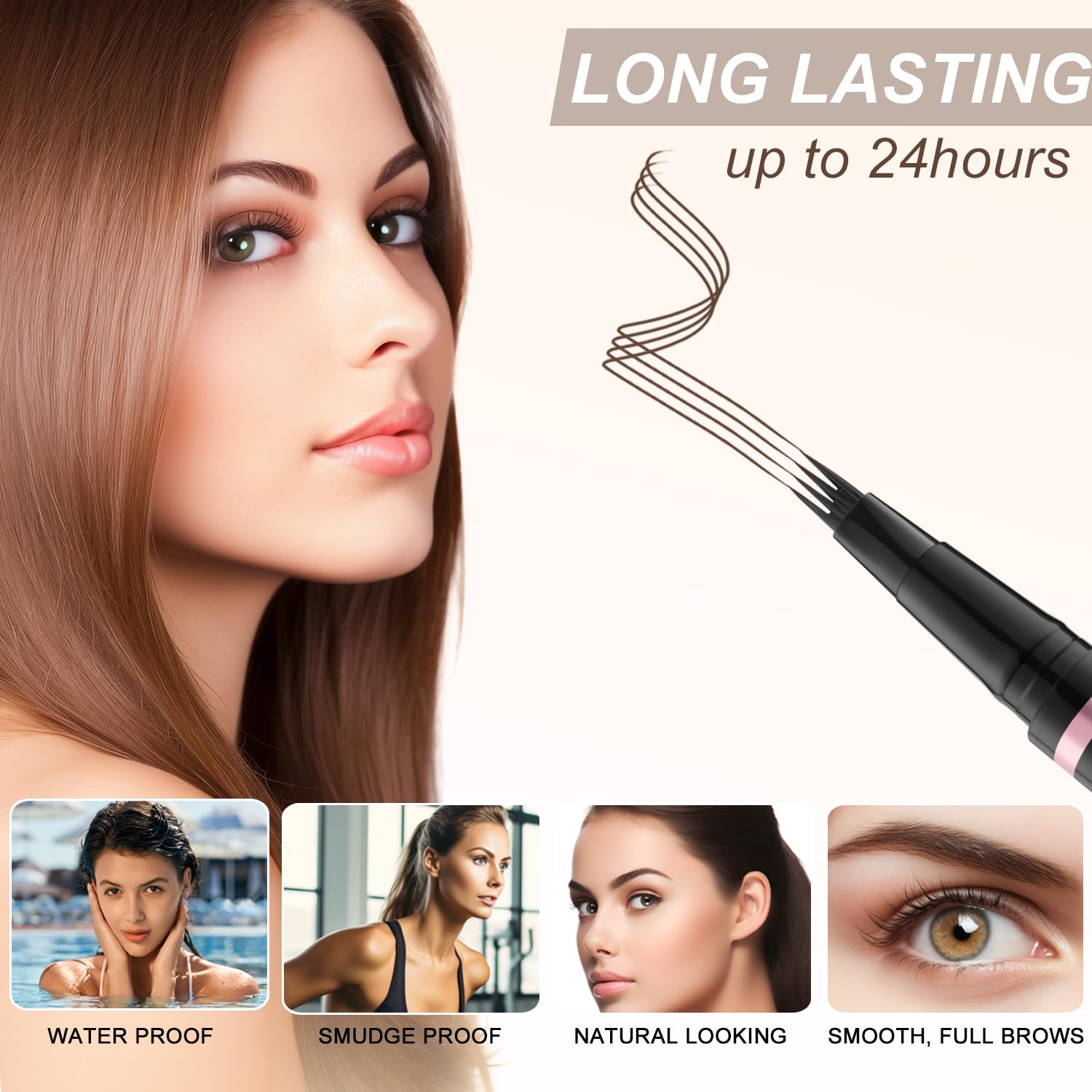 Lavone long lasting liquid eyeliner and eyebrow pencil showing precise tips.