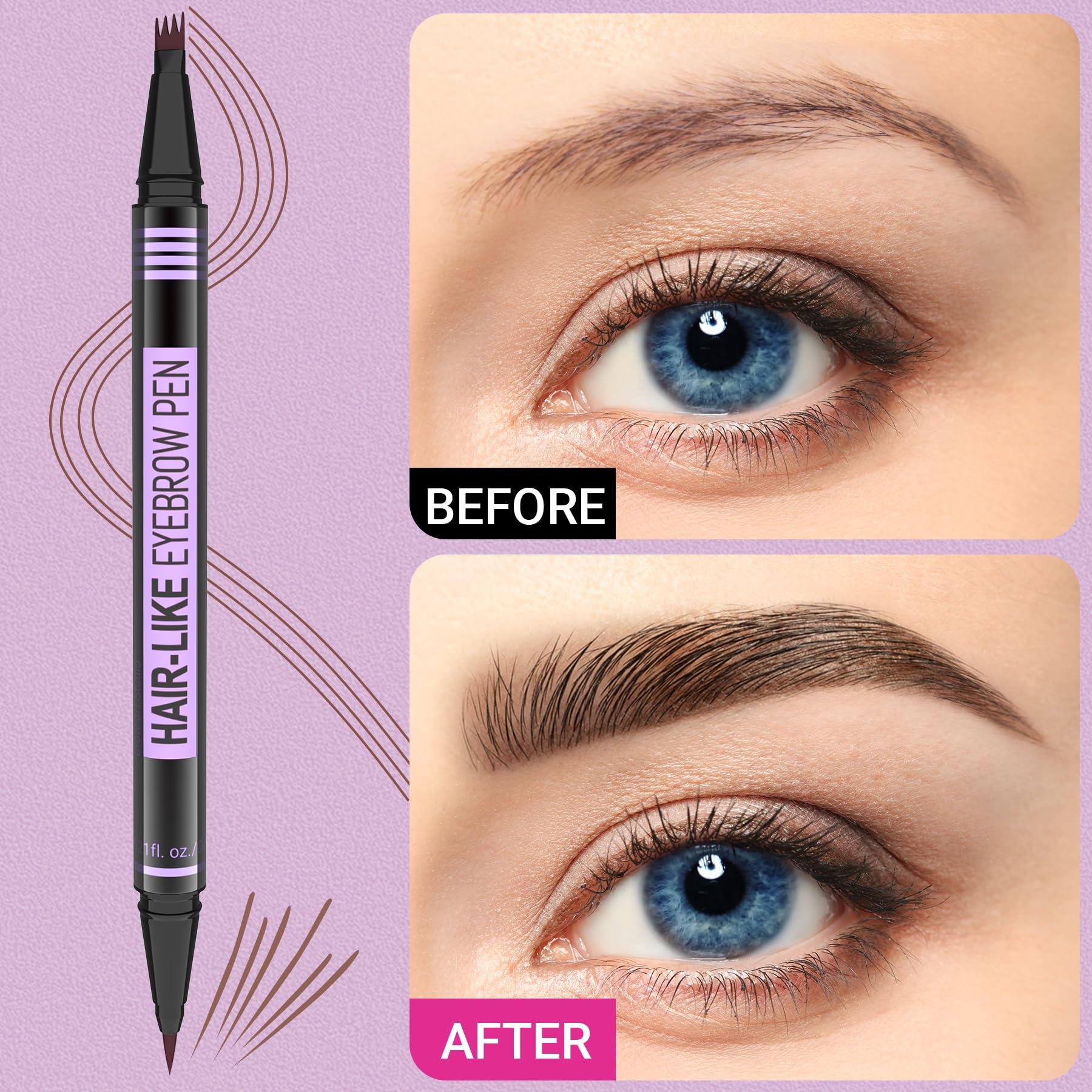 Close up of the iMethod 4-fork tip creating natural hair-like strokes.