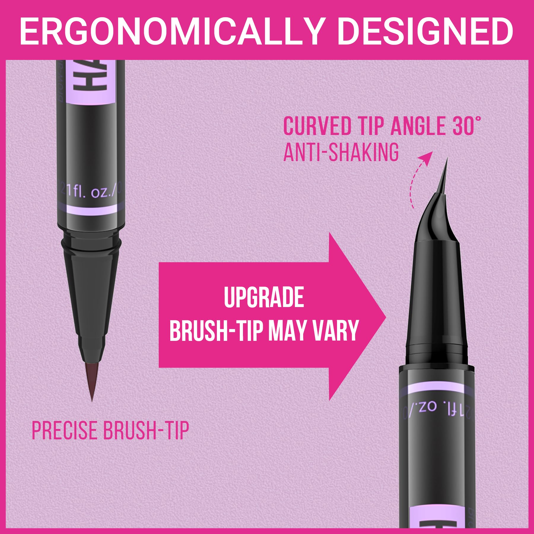Before and after application comparison using the iMethod 2-in-1 eye brow pen.