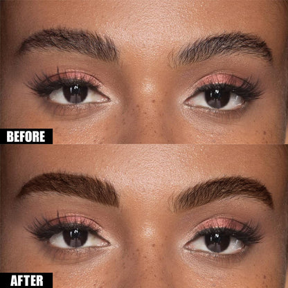 Semi permanent tattoo brow peel off tint gel drying on the eyebrows for a three day smudge proof look