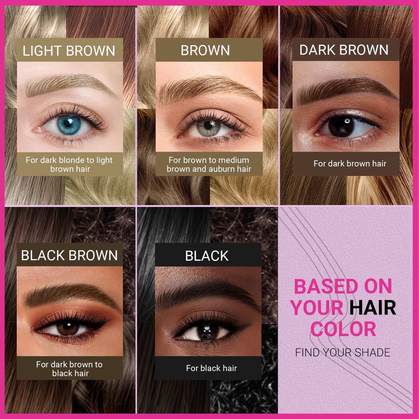 A lifestyle shot showing the Dark Brown shade application on a model.