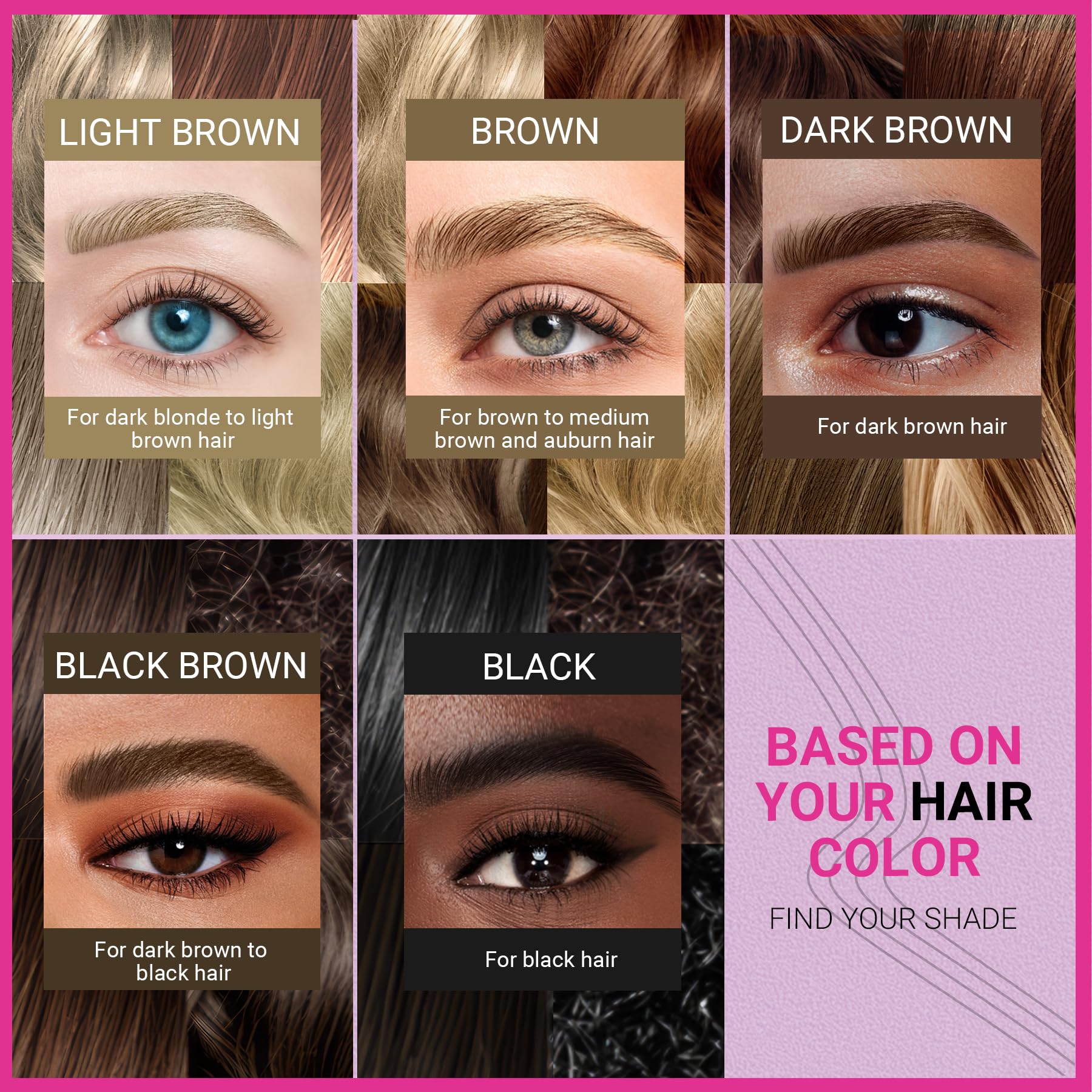 A lifestyle shot showing the Dark Brown shade application on a model.