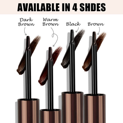 Gently peeling off the Cilrofelr eyebrow gel to reveal a naturally filled dark brown brow stain