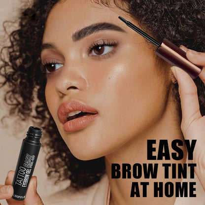 Waterproof and transfer proof test demonstrating the durability of the dark brown eyebrow gel tint