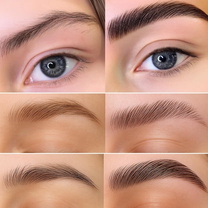 Individually packaged lifting and setting lotion sachets for hygienic eyebrow perming.