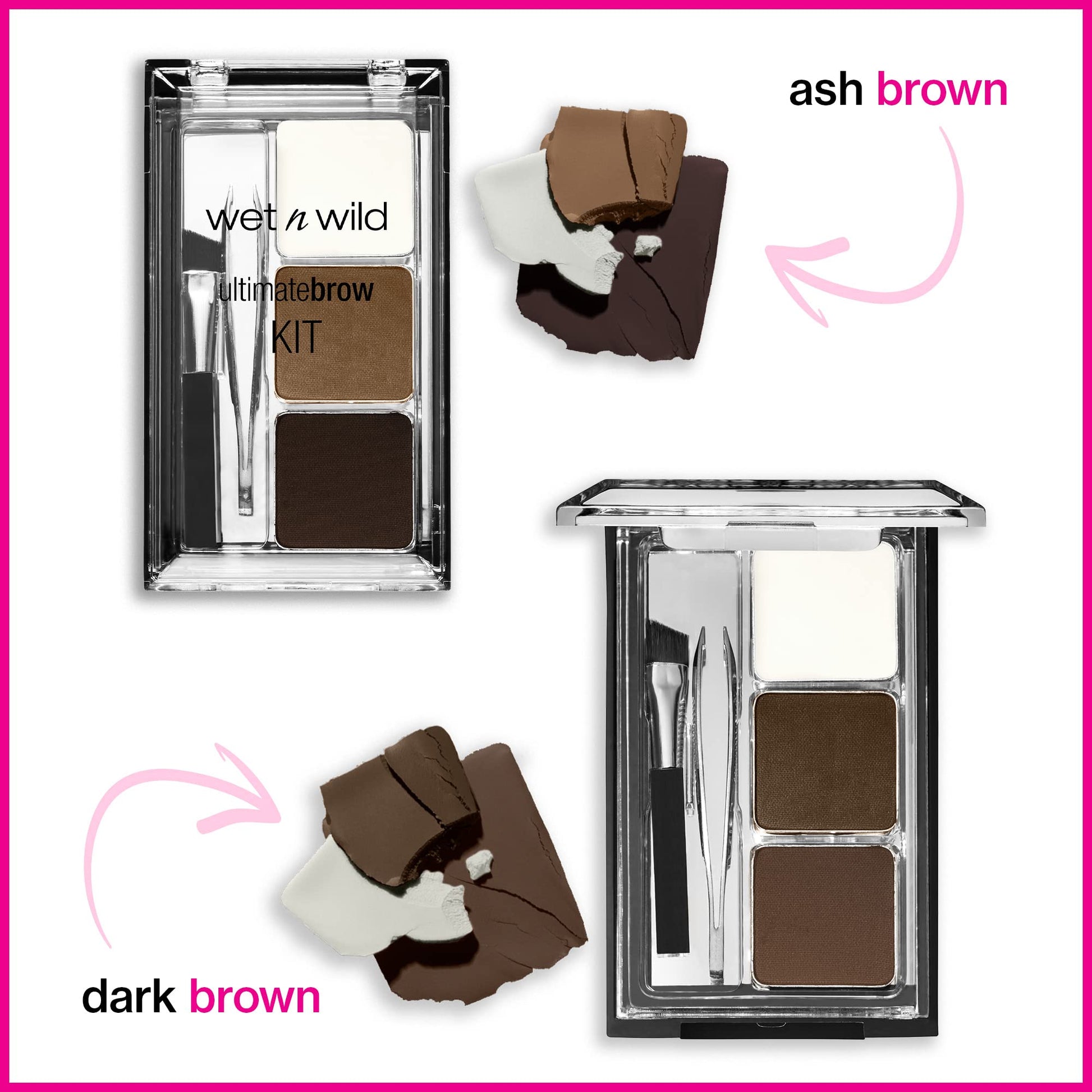 Wet N Wild ultimate brow kit packaging details displaying product ingredients and weight specifications.