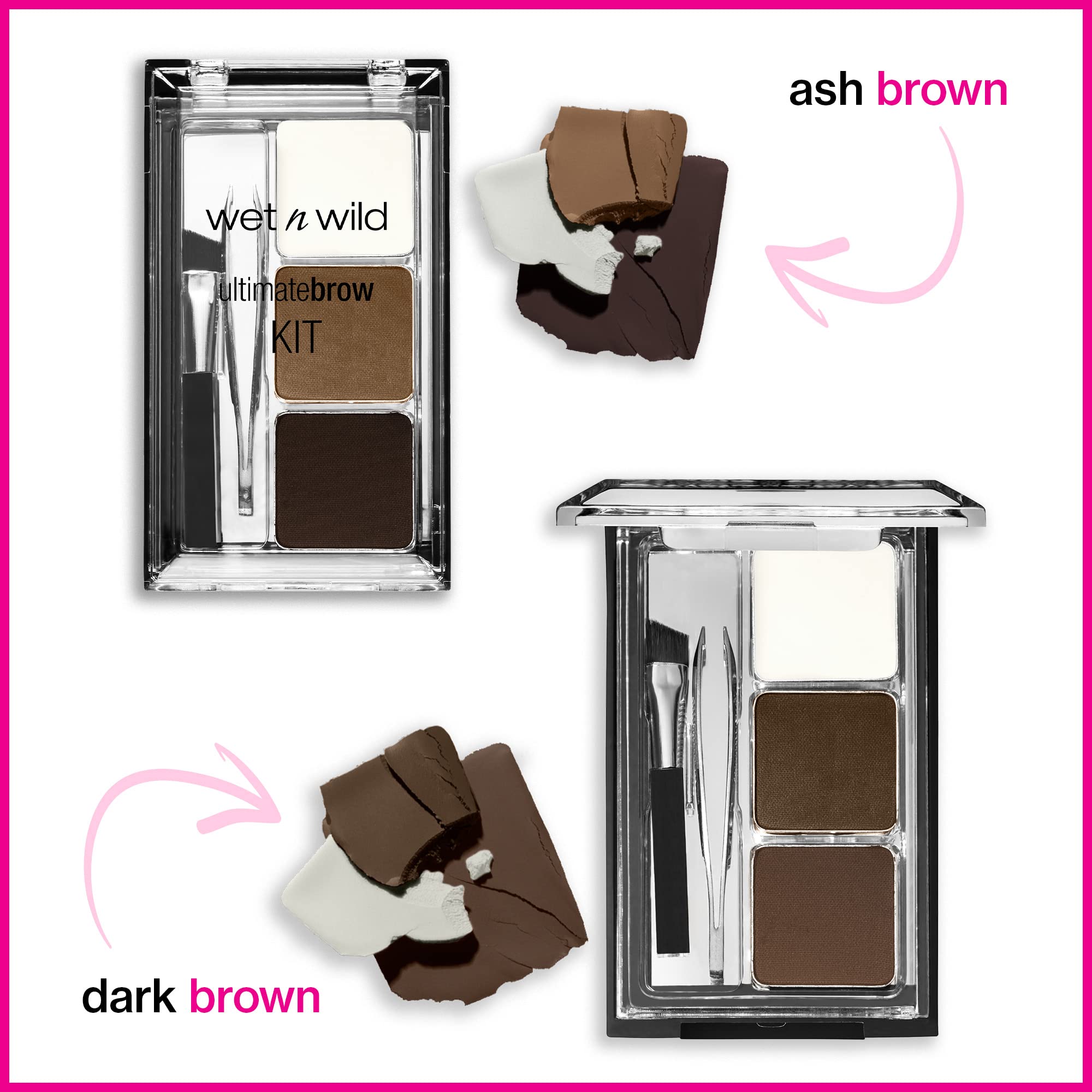 Wet N Wild ultimate brow kit packaging details displaying product ingredients and weight specifications.