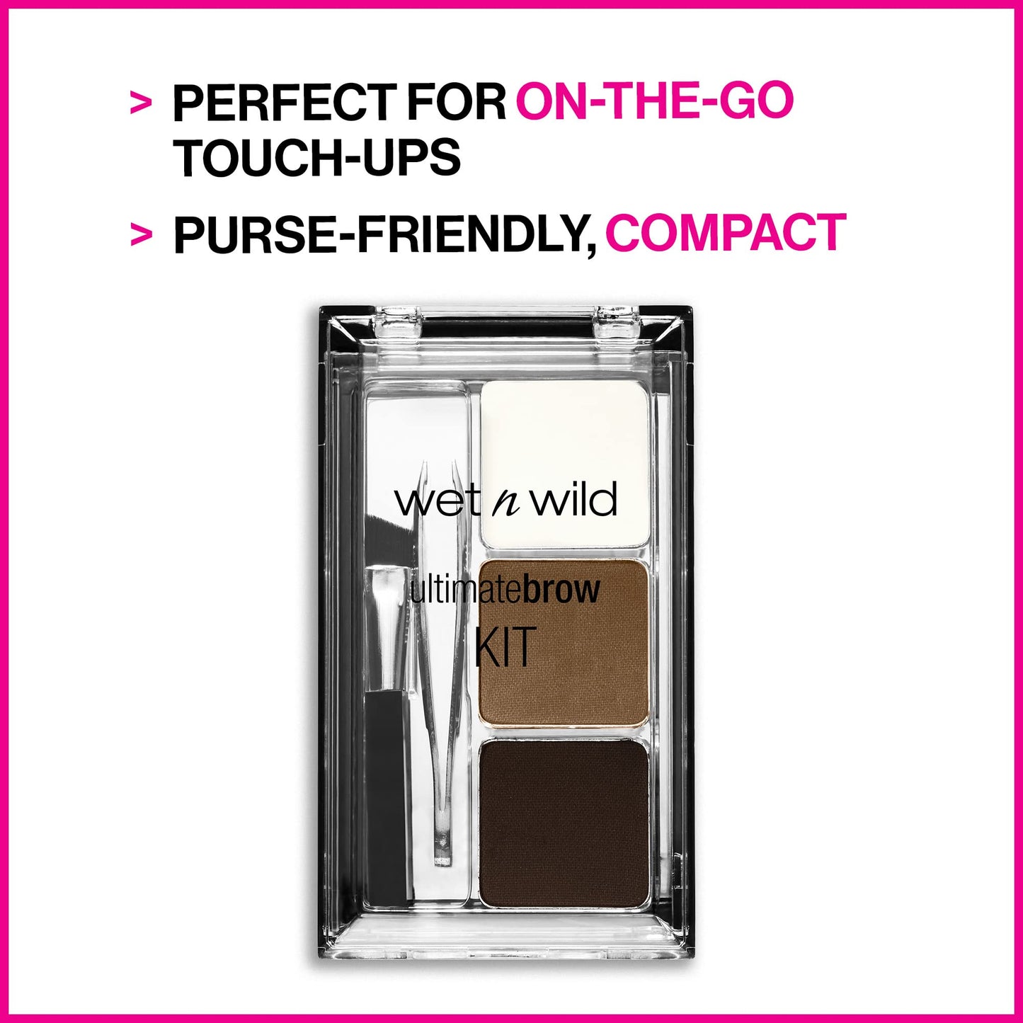 Wet N Wild matte eyebrow kit demonstrating the application tools for shaping and defining arches.