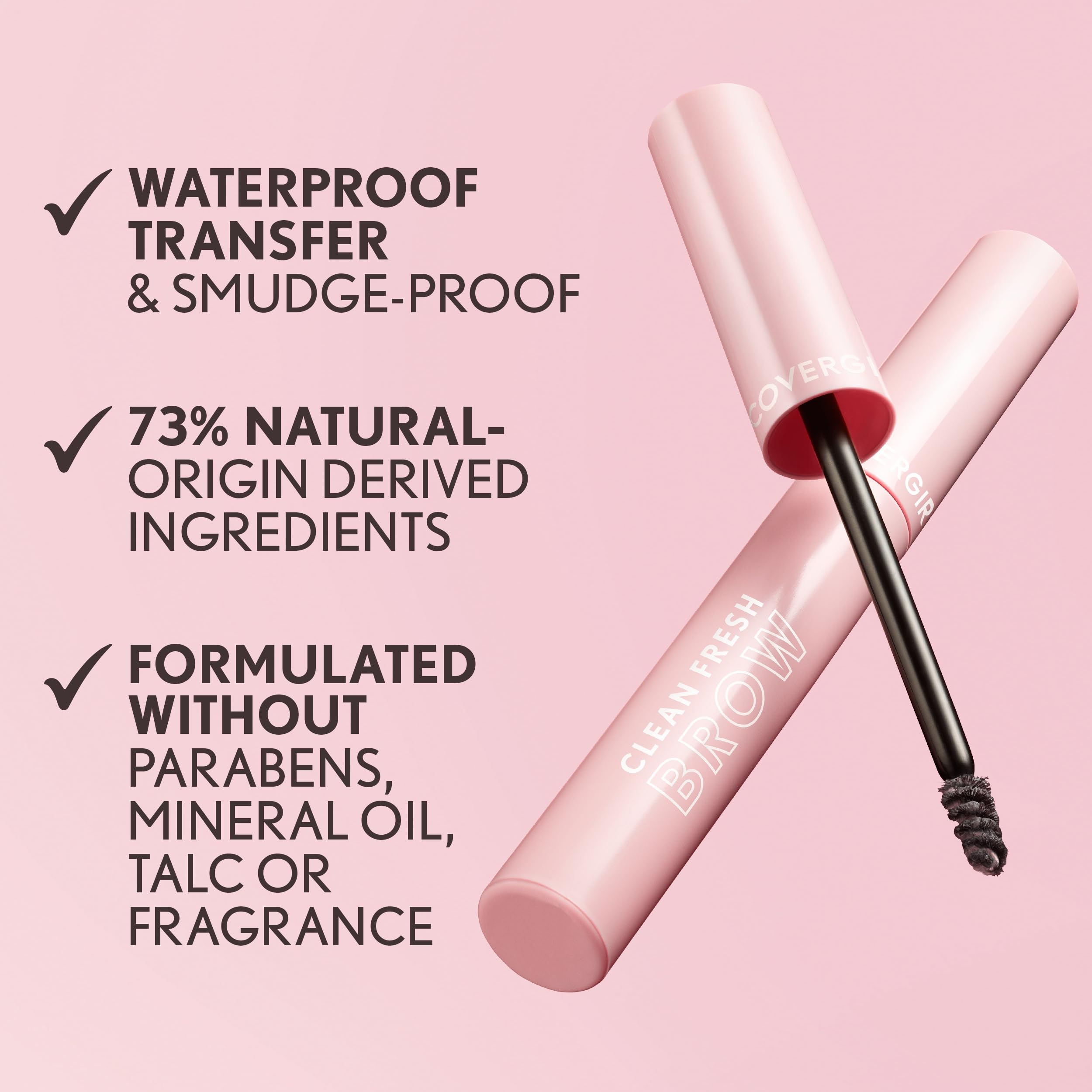 CoverGirl clean beauty brow wax infused with Hyaluronic Acid and Vitamin E