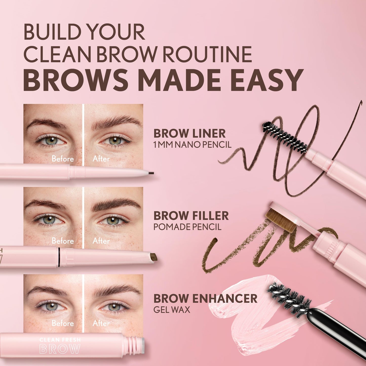 CoverGirl cosmetics clean fresh brow enhancer gel wax close up view