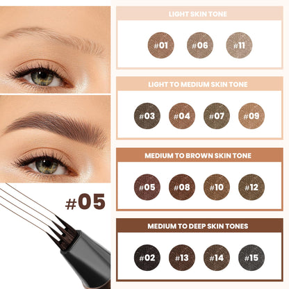 Before and after comparison of sparse eyebrows filled with Espoce microblade pen dark brown shade.