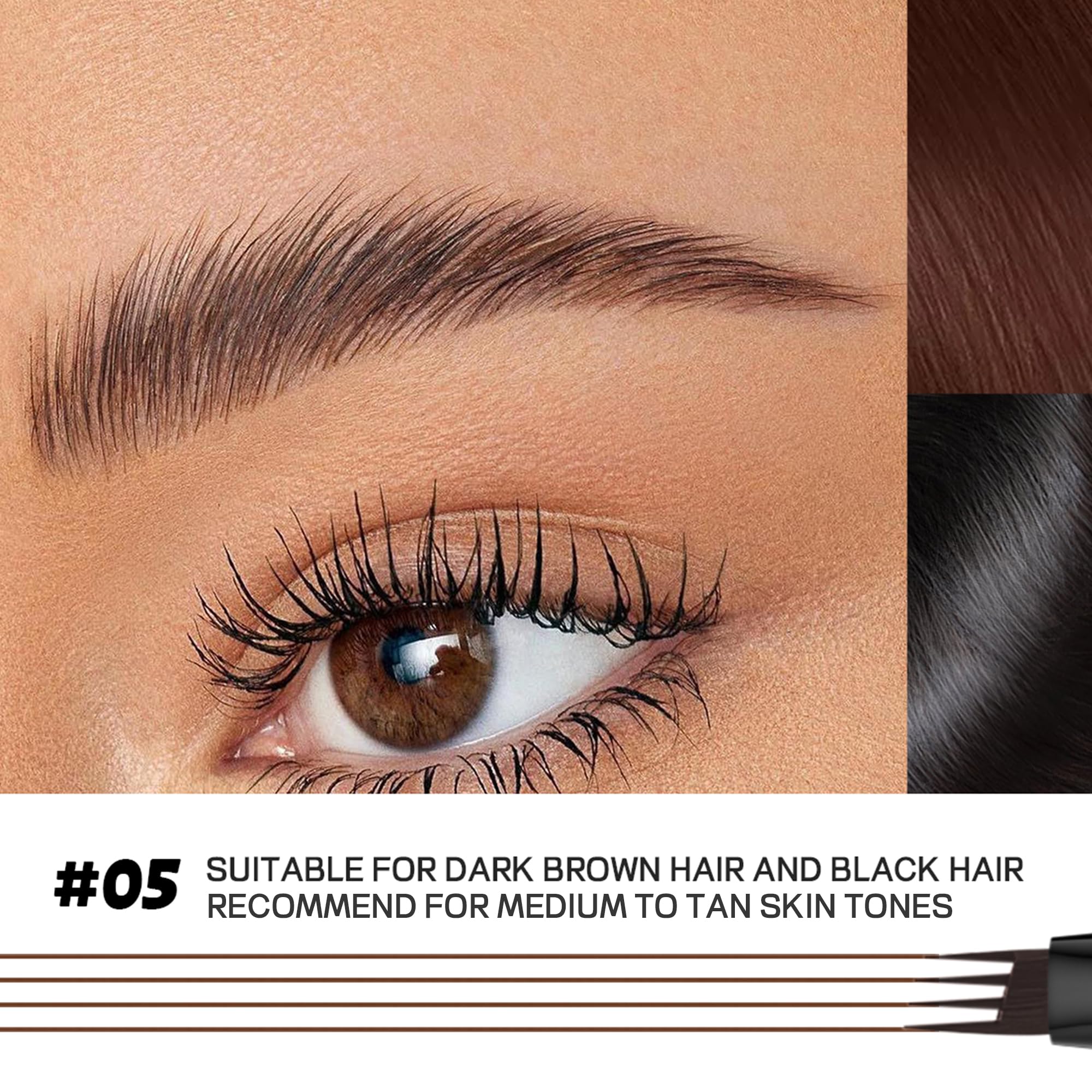 Waterproof and smudge proof test demonstration of the Espoce vegan eyebrow formula on skin.