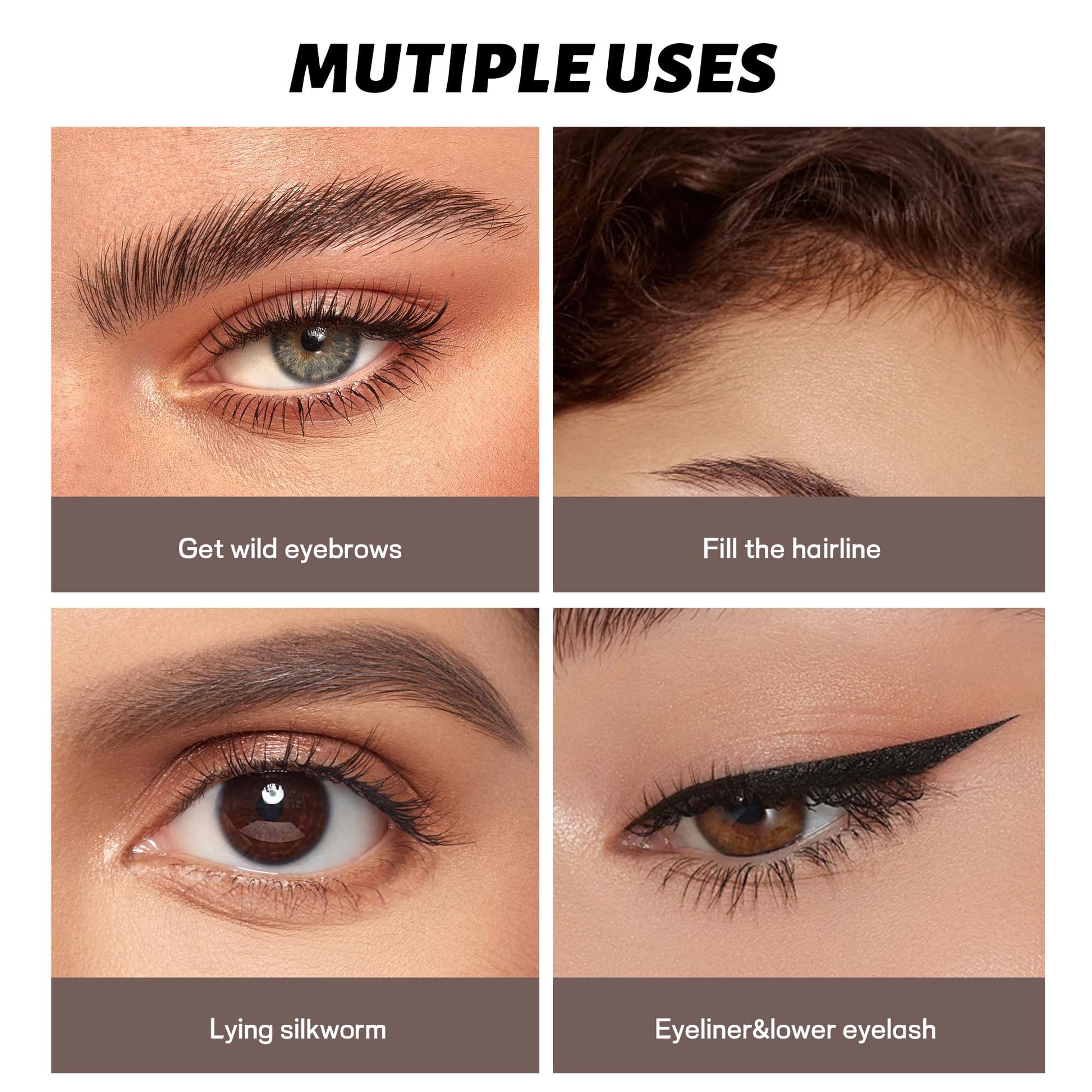 Espoce eyebrow styling kit including two pens and two blending spoolie brushes for women.