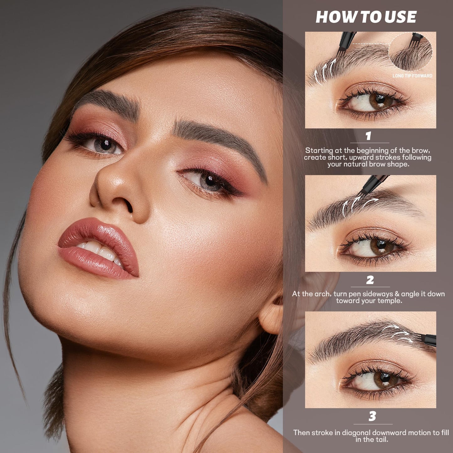 Back packaging of Espoce 2 pack microblading eyebrow pen with usage directions and ingredients.