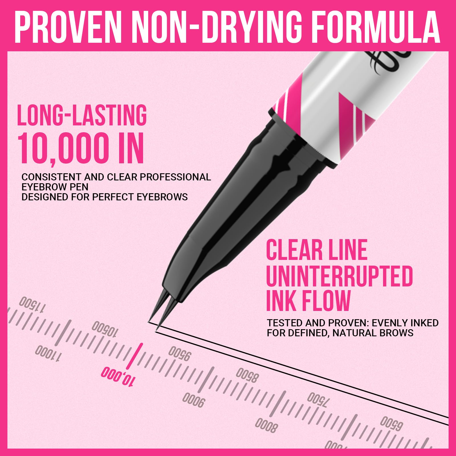 Natural hair like eyebrow strokes demonstrated with the brown iMethod pen