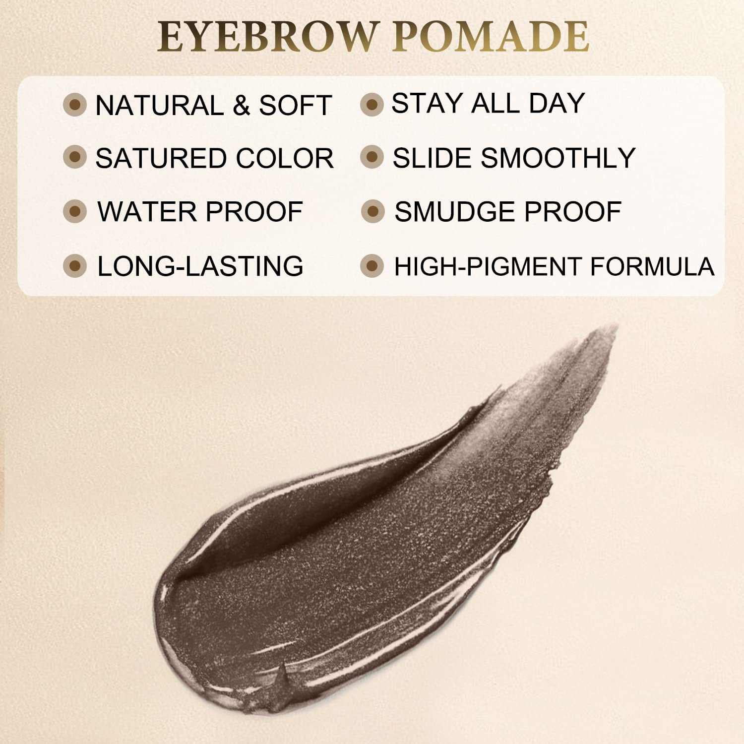 Smudge-proof dark brown eyebrow pencil texture and fine applicator tip