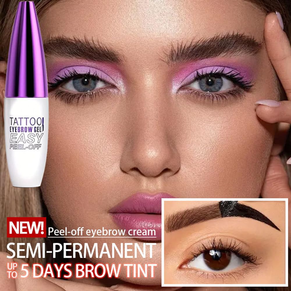 Before and after results of the waterproof semi permanent eyebrow stain