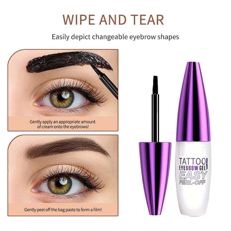 Demonstration of peeling off the dried dark brown brow gel