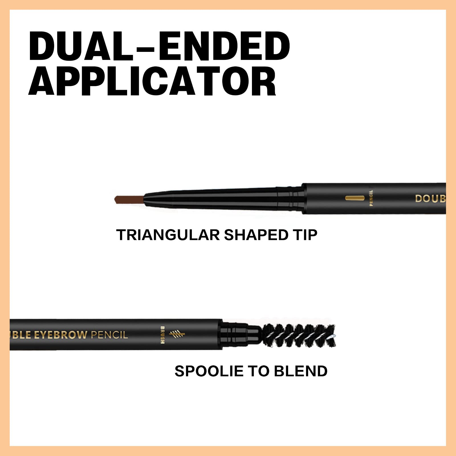 Close up of the high density spiral spoolie brush on the O'CHEAL dual ended eyebrow pen.