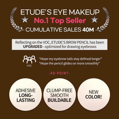 Etude Drawing Eyebrow Pencil close up view of the triangular tip for precise definition.
