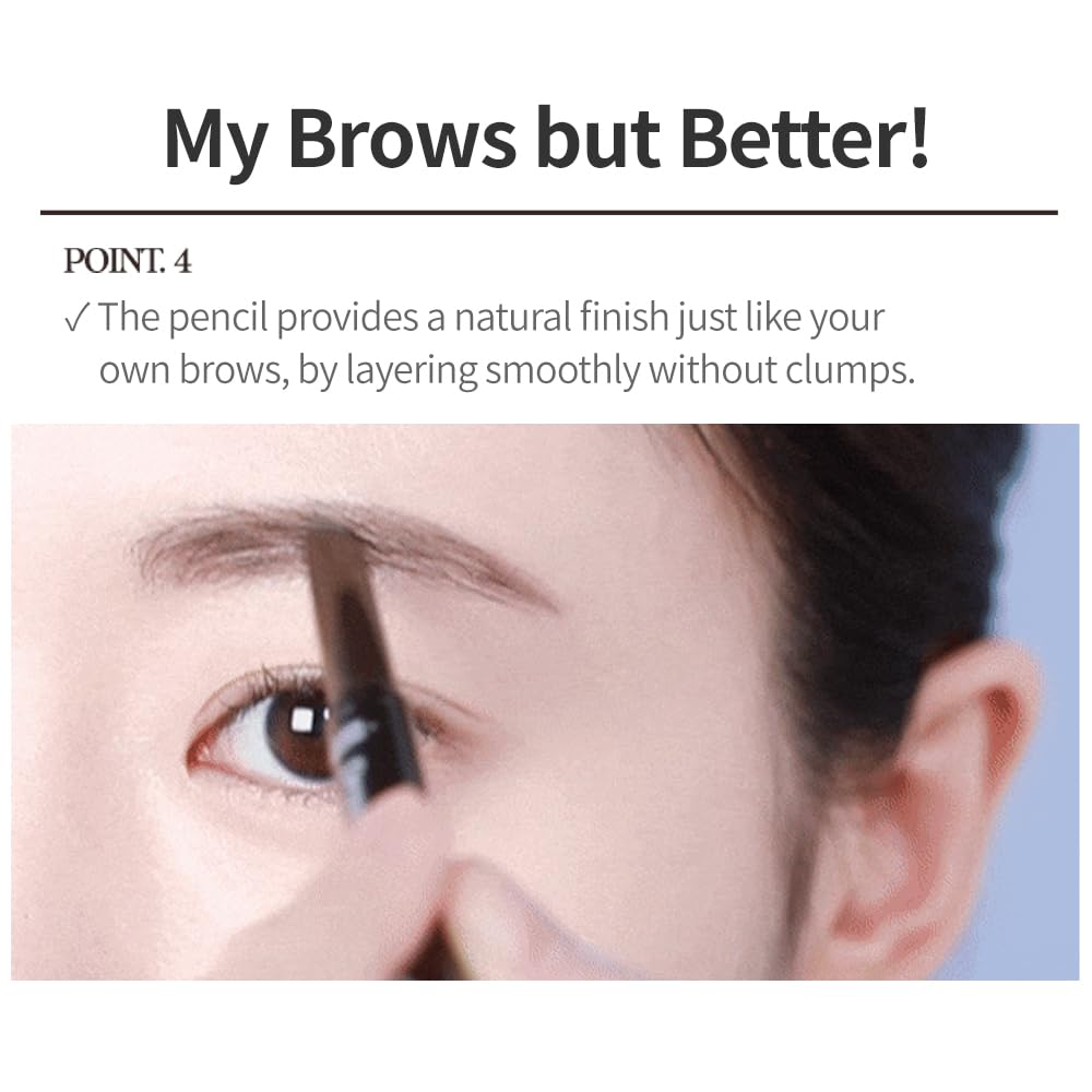 Etude Drawing Eye Brow 02 Gray Brown shade swatch on skin demonstrating smooth payoff.