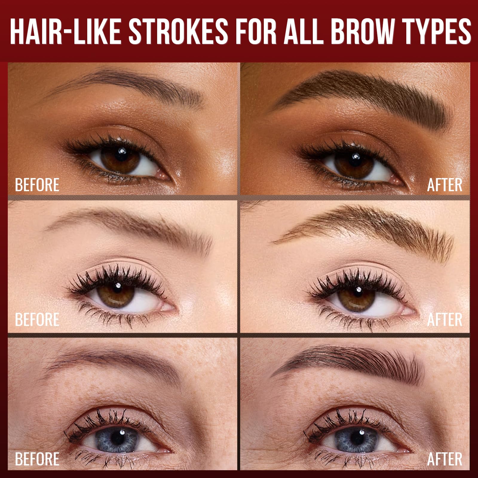 Vevivia microfork tip brow pen in Dark Brown highlighting the precise hair like stroke applicator.