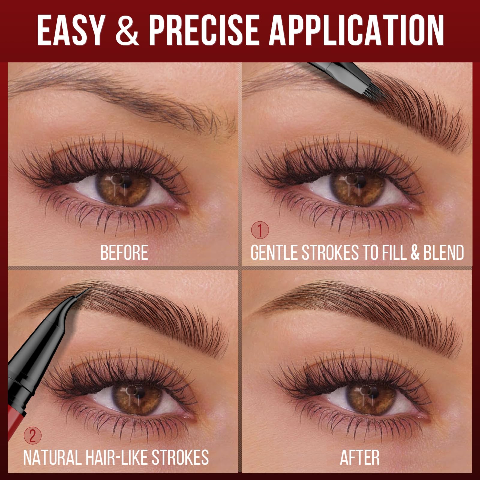 Close up of the 4D prong micro fork tip on the Vevivia dark brown brow pencil.