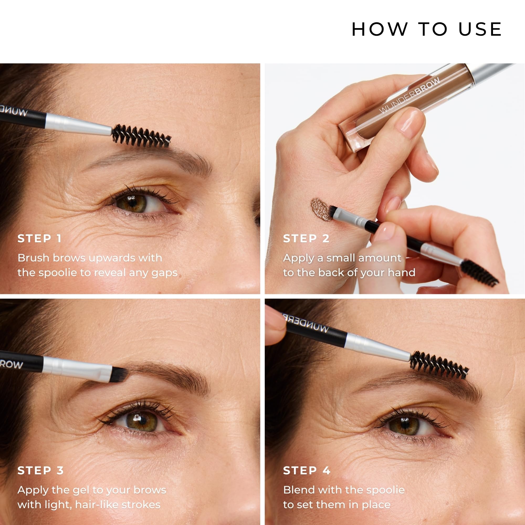 Model showing natural-looking brows using Wunderbrow Brunette