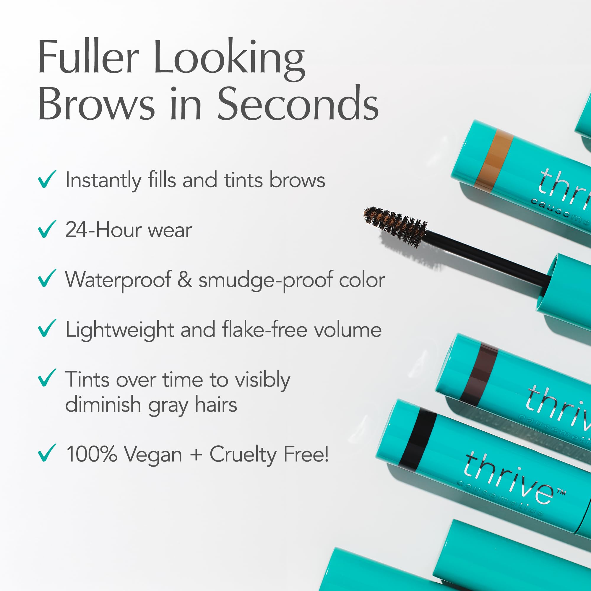 Thrive Causemetics waterproof tinted eyebrow gel custom application brush close up