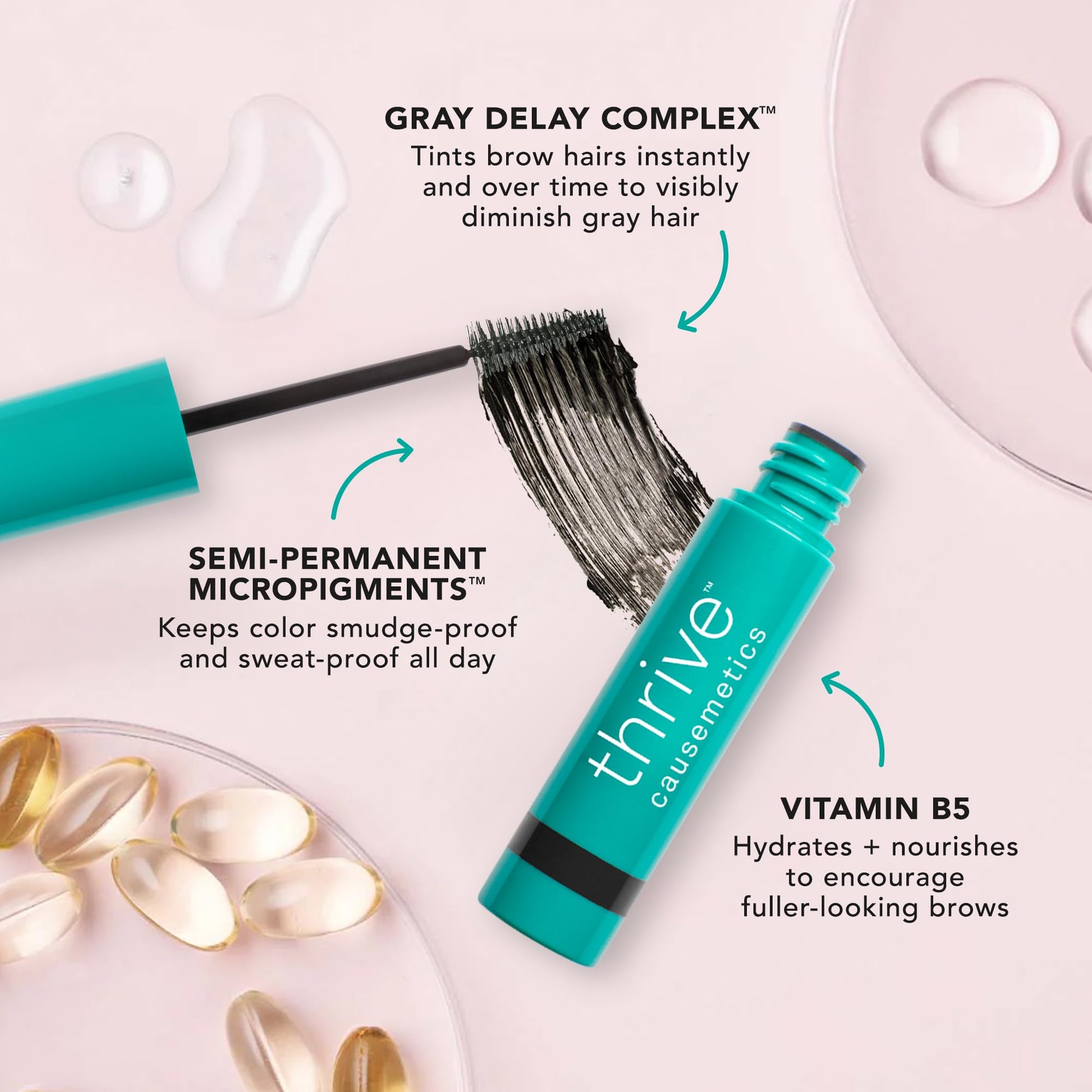 Thrive Causemetics 24 hour long lasting brow gel waterproof demonstration view