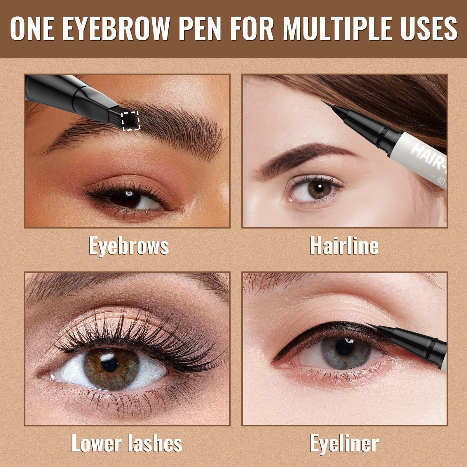 Full product components of the iMethod eyebrow tool including the integrated brow brush detailing.