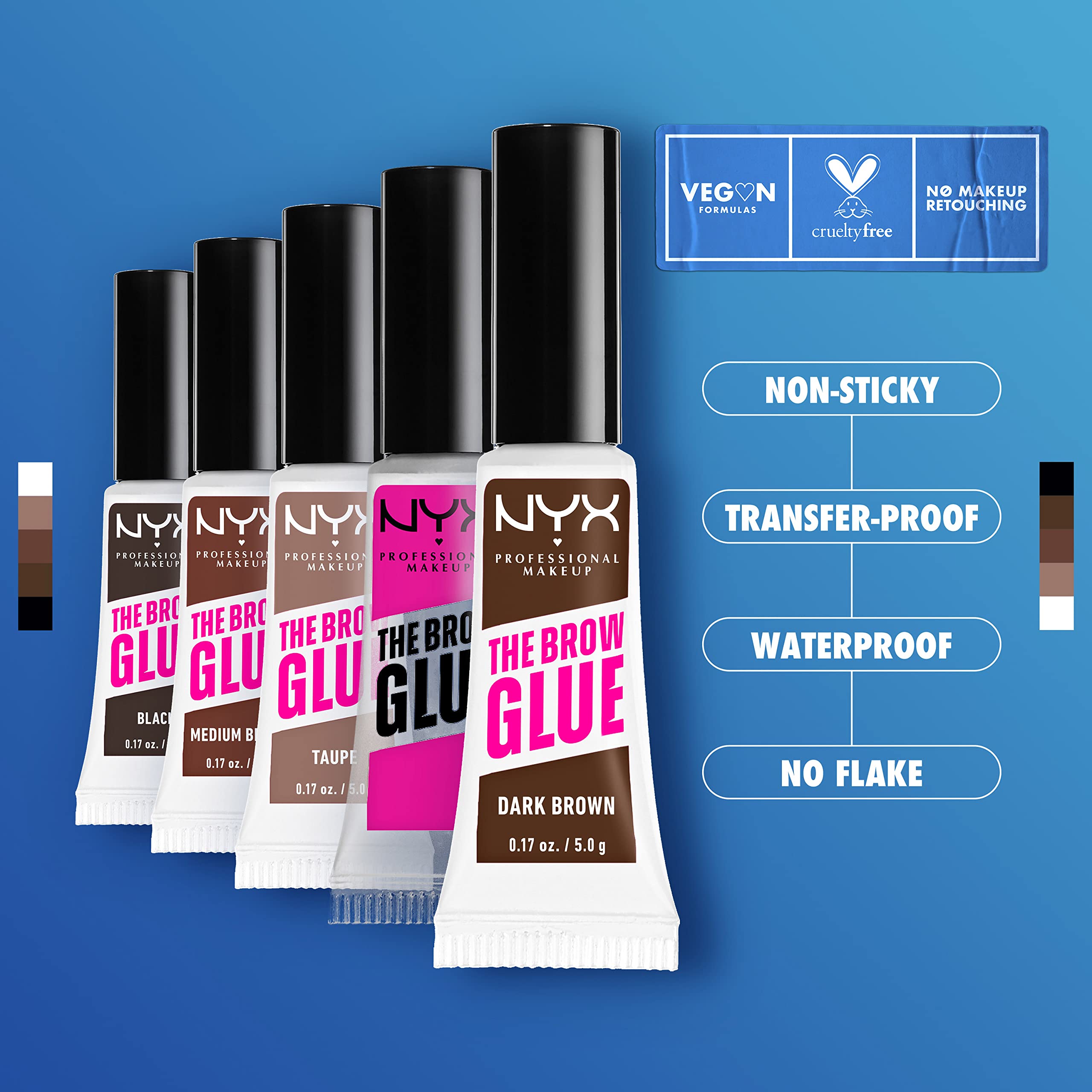 Close up of the non sticky flake resistant eyebrow styling gel formula