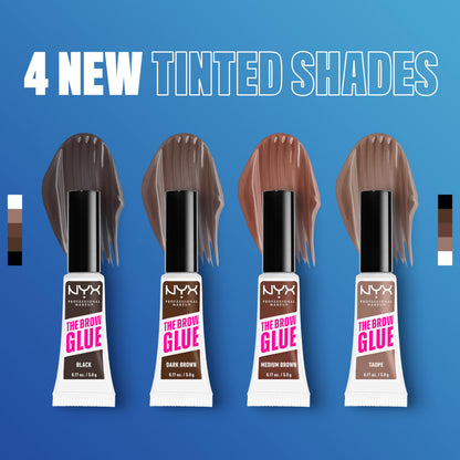 NYX eyebrow gel 16 hour hold dark brown tint macro brush view