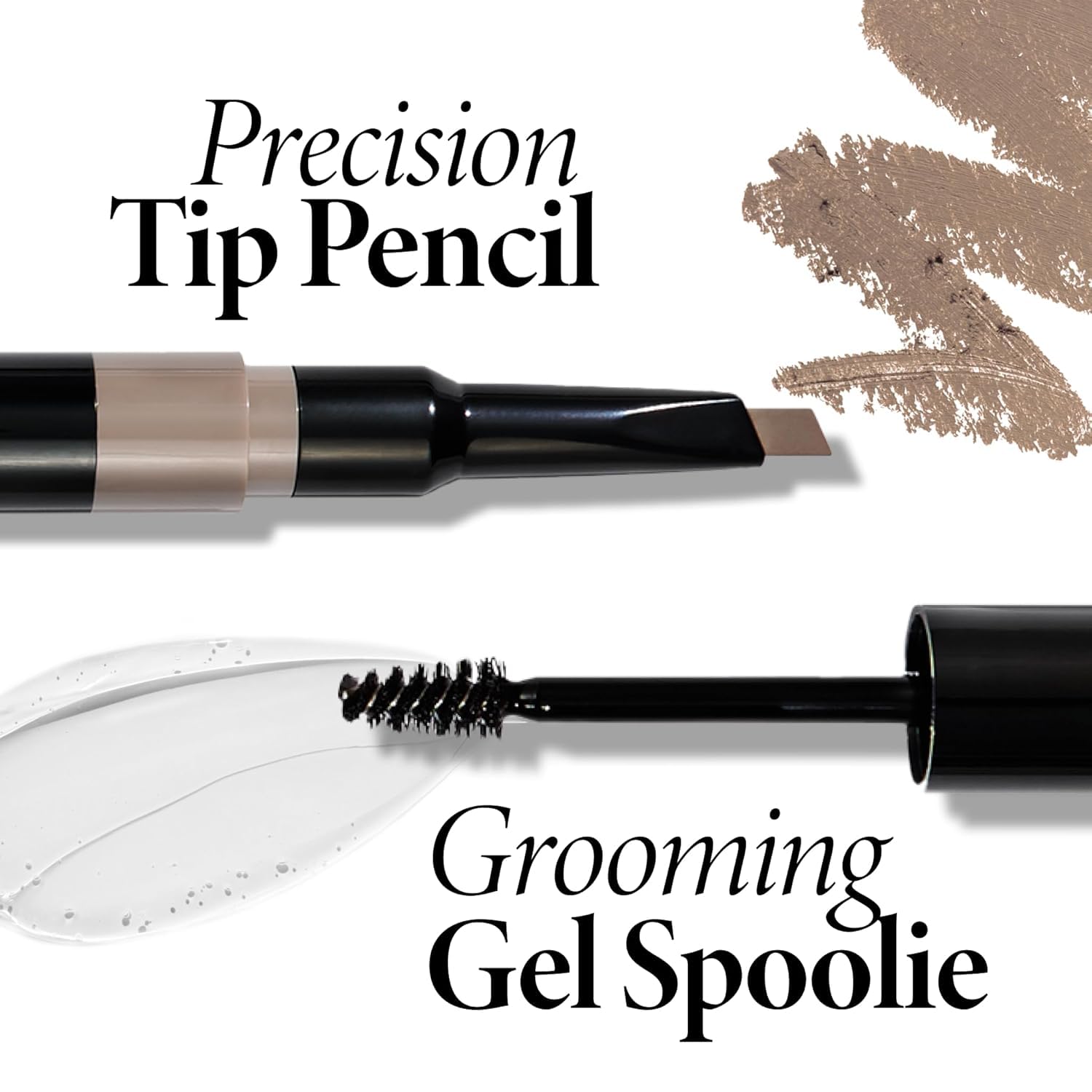 Clear brow gel brush end of Laura Geller dual eyebrow pencil
