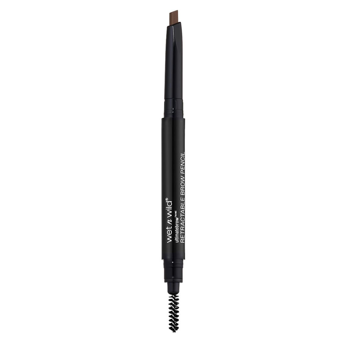 Dual-sided eyebrow pencil with built-in spoolie brush