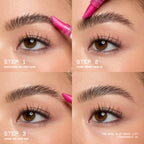 Swatch of the transparent non crunchy sweat resistant eyebrow gel on a clean surface