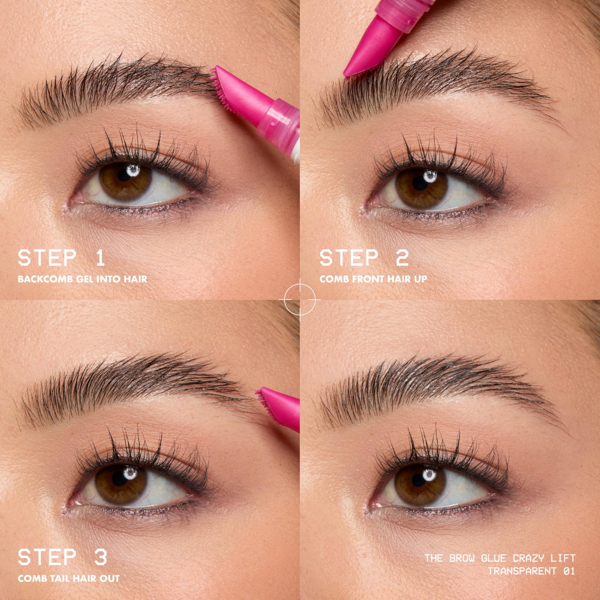 Swatch of the transparent non crunchy sweat resistant eyebrow gel on a clean surface