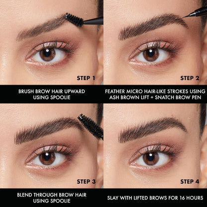 Side profile of the longwear eyebrow tint pen packaging highlighting the official shade label.