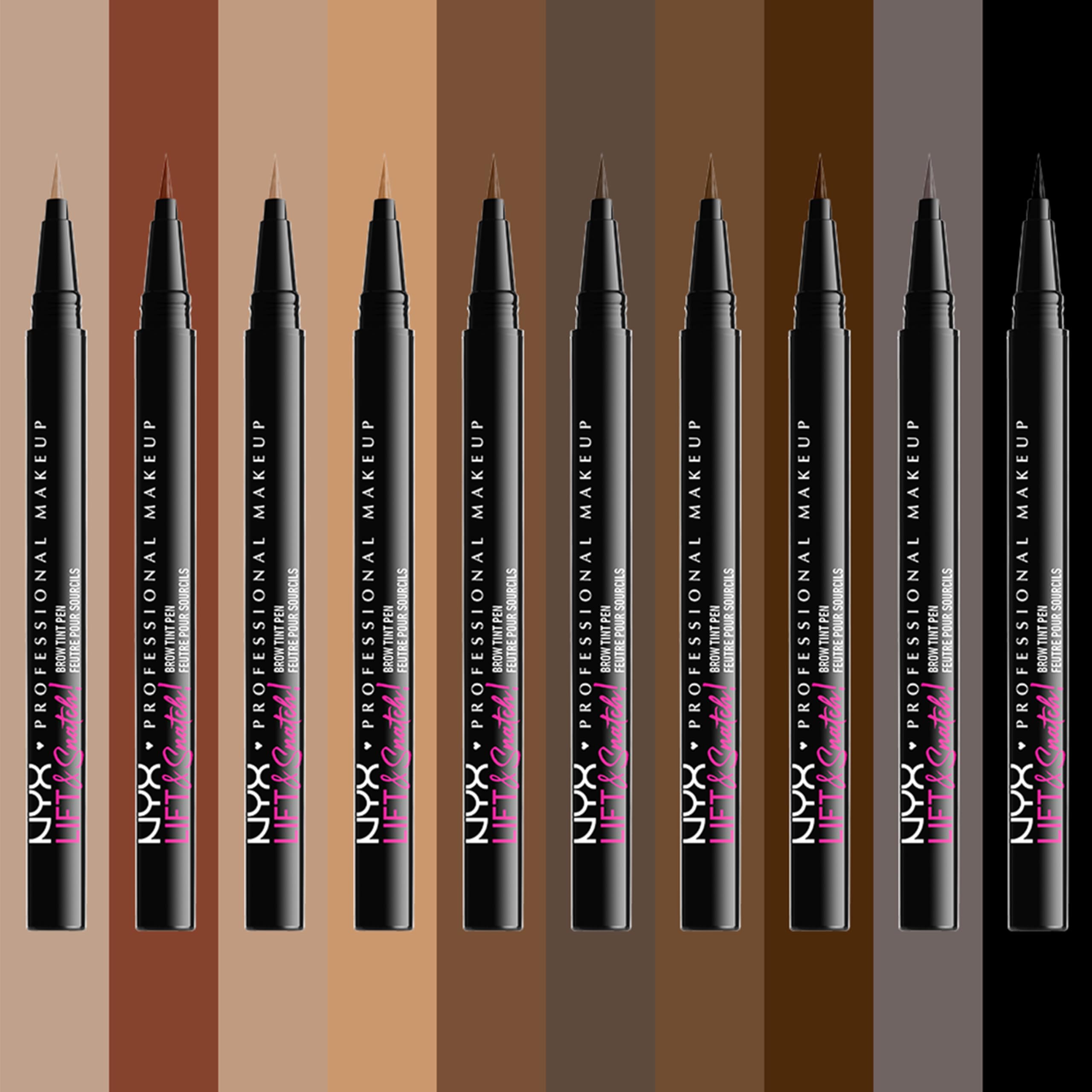Demonstration of the smudge proof formula being applied to create a lifted brow look.