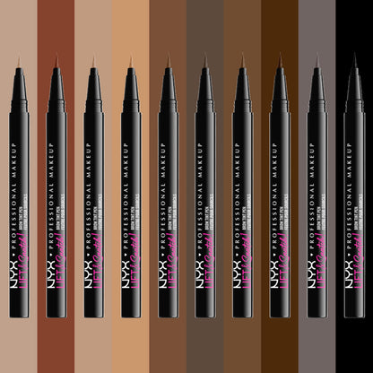 Demonstration of the smudge proof formula being applied to create a lifted brow look.