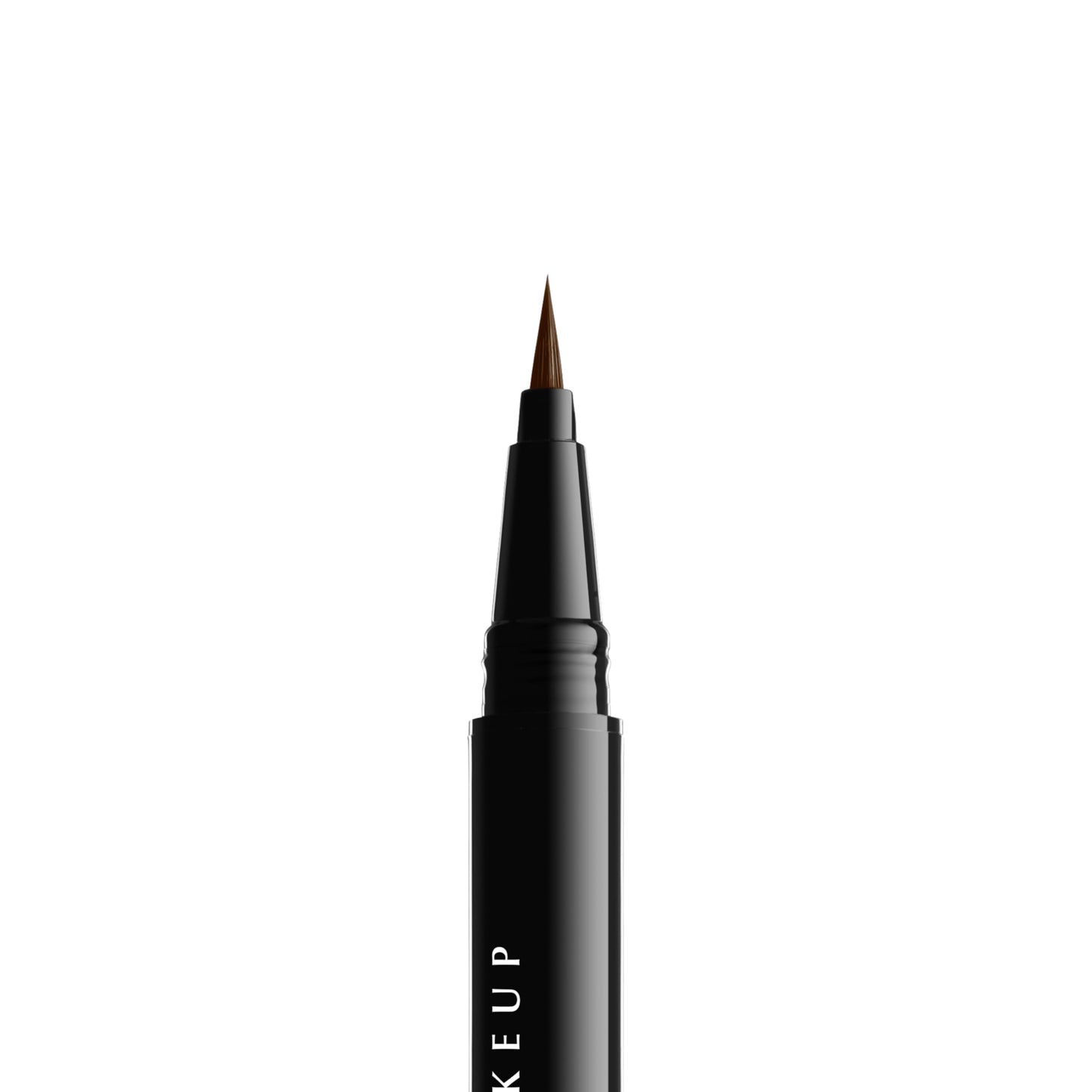 The micro-brush applicator drawing fine lines on skin to display buildable pigment density.