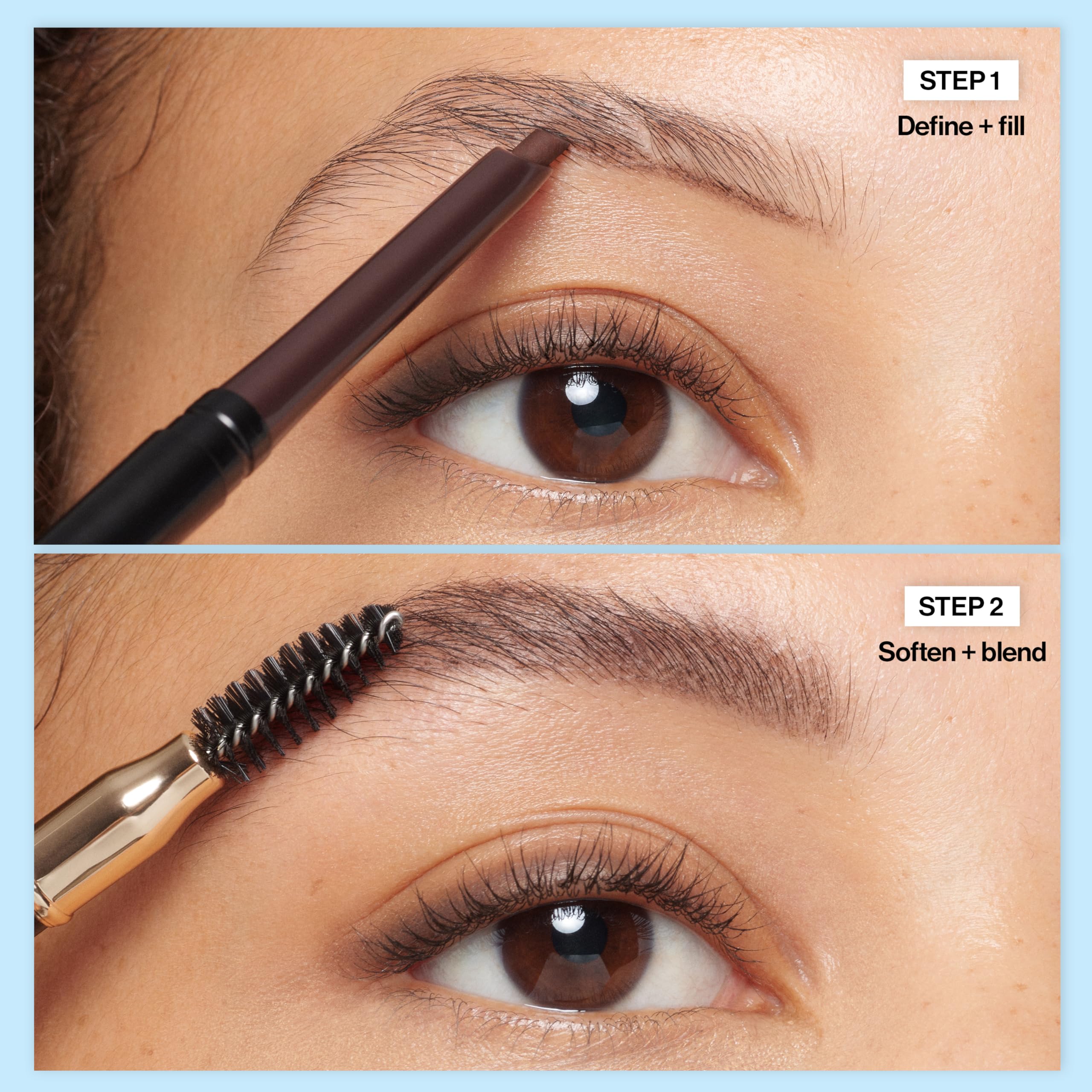 Swatches of Revlon ColorStay eyebrow pencil shades