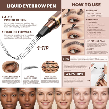 Four tip precise eyebrow pencil close up applicator fork brush